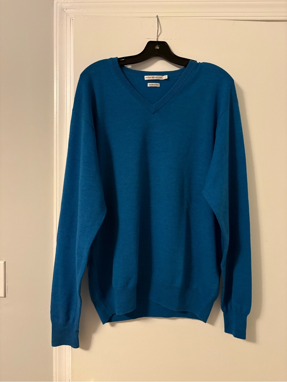 Peter Millar Men's V-Neck Wool Sweater in Teal